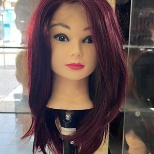 Hair Wig Front Lace – Short Straight Soft Wig – Red Violet – Bold Modern Look