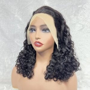 Hair Wig Front Lace – Short Curly Wavy Wig – Black – Voluminous Glam Look
