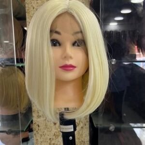 Hair Wig Front Lace – Short Straight Soft Wig – Platinum Ice Blonde – Luxury Natural Look