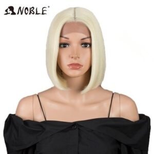 Hair Wig Front Lace – Short Straight Soft Wig – Platinum Ice Blonde – Luxury Natural Look