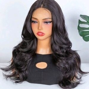 Hair Wig Front Lace – Medium to Long Wavy Wig – Black – Natural Elegant Look