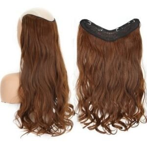 24" Long Wavy Curly V Shape Hair Extensions Easy Clip In Hairpieces Chocolate Brown
