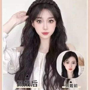 باروكة شعر LM للنساء، باروكات صناعية طويلة مستقيمة مع وصلات شعر مثبتة على شكل طوق رأس، نصف باروكة بدون غراء