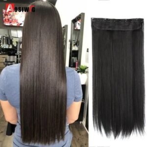 Synthetic 5Clip In Hair Extensions Long Straight Hairstyle Natural FakeHair