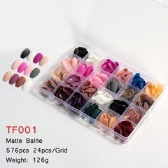 576pcs Press-On Nails Set – 24 Colors Glossy Full Cover False Nails Kit