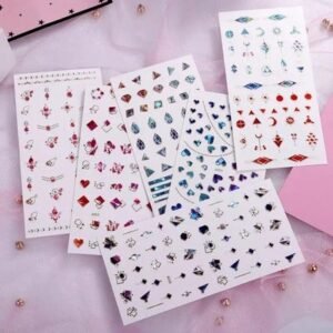 3D Crystal Nail Art Stickers – Geometric, Stars & Abstract Self-Adhesive Nail Decals Set