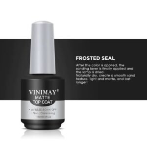 VINIMAY Matte Top Coat – 15ml UV/LED Gel, Non-Cleansing, Smooth Velvet Finish