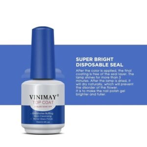 VINIMAY Professional Gel Polish Shiny Top Coat 15ml, No-Wipe with High Gloss Shiny & Long-Lasting Top Coat Gel
