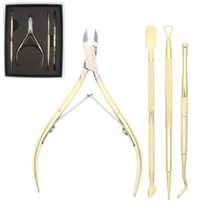 4PCS Gold Stainless Steel Manicure Set – Cuticle Nipper & Nail Care Tools Kit