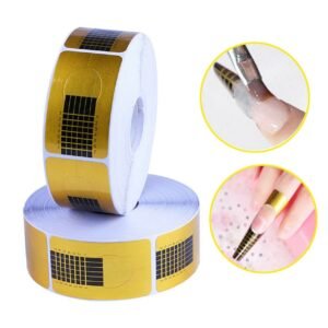 500 Pcs Self-adhesive Golden Rectangle Nail Polish Nail Paper Care Support - Nail Guide Form for Acrylic Nail Art Tips Extension