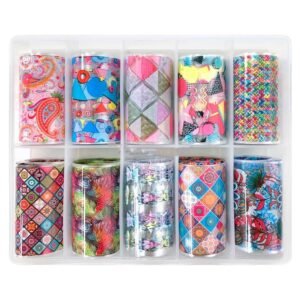 10pcs Flowers Leaf Nail Foils Stickers For Nail Art Decorations Designs Manicure Decals Transfer Wraps Accessories