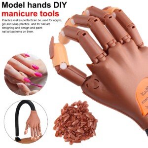 يد تدريب تعليمية مفصلية لتقنيات الأظافر