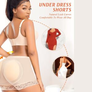 High Waist Padded Shapewear Shorts – Natural Butt & Hip Lifting Curve Enhancer (Beige)