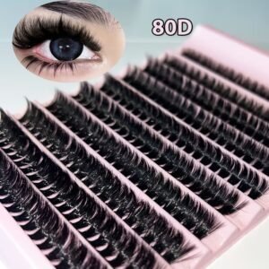 80D Individual Lash Clusters – Mixed Length 8–16mm, D Curl, Reusable Lightweight 3D Mink Effect for Dramatic Volume & Anime Look
