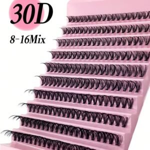 30D Individual Lash Clusters – Mixed Length 8–16mm, D Curl, Reusable Lightweight 3D Mink Effect for Natural & Soft Volume Look
