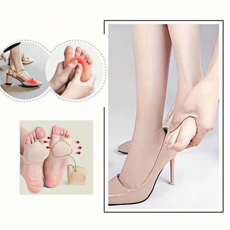 1 Pair Silicone Metatarsal Sleeve Pads Half Toe Bunion Sole Forefoot Gel Pads Cushion Half Sock Prevent Calluses Blisters