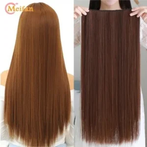 وصلة شعر حراري ستريت (مستقيم) 5 كليبسات (مشابك) – لون أشقر نحاسي طول وكثافة فورية مظهر طبيعي | سهلة التركيب