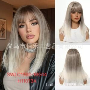 شعر مستعار صناعي مقاوم للحرارة، متوسط ​​الطول، موديل SWLC1360-1RG14-H11073A