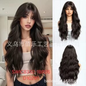Heat-Resistant Synthetic Wig, Long Hair With Bangs, Model SWIC8332-1BR26-D10281