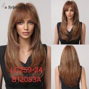 Heat-Resistant Synthetic Wig, Long Hair With Bangs, Model LC259-24-B12053A