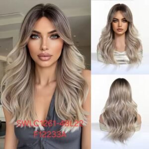 شعر مستعار صناعي مقاوم للحرارة، شعر متوسط ​​التموج، موديل SWLC1261-4BL22-F12233A