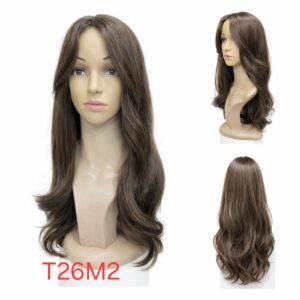 شعر مستعار صناعي مقاوم للحرارة، شعر طويل مموج، لون بني كستنائي، موديل SWLC8331-2BR28-C12301 (Copy)