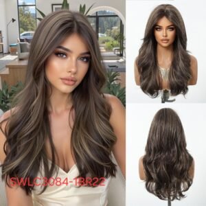 Heat-Resistant Synthetic Wig, Long Wavy Hair, Model SWLC3084-1BR22