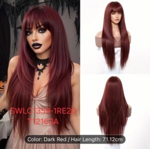 شعر مستعار صناعي مقاوم للحرارة، شعر طويل وناعم، موديل SWLC1359-1RE20-T12163A