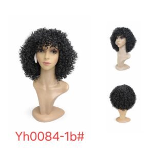 شعر مستعار صناعي مقاوم للحرارة، قصير، موديل Yh0084-1b#