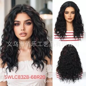 شعر مستعار صناعي مقاوم للحرارة، متوسط ​​الطول، موديل SWLC8328-6BR20