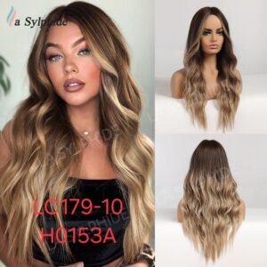 شعر مستعار صناعي مقاوم للحرارة، شعر طويل، موديل LC179-10-H0153A