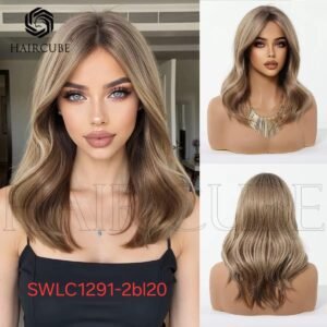 شعر مستعار صناعي مقاوم للحرارة، متوسط ​​الطول، موديل SWLC1291-2bl20