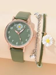Girls’ olive green watch with bracelet