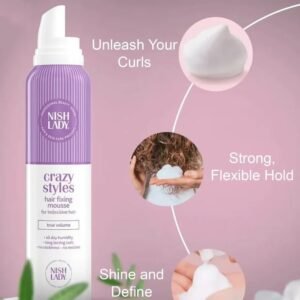 موس فوم تثبيت الشعر كريزي ستايلز نيش ليدي (Nishlady Crazy Styles) – 386 مل