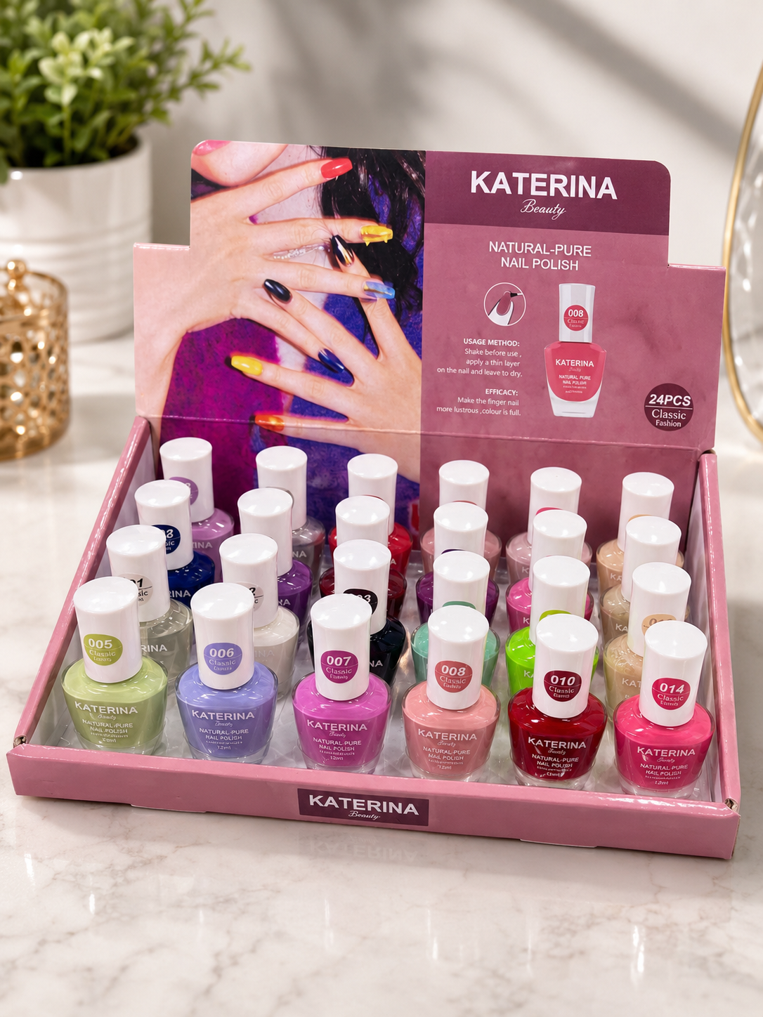 KATERINA Beauty Natural-Pure Nail Polish – Classic Fashion Collection (24 Colors)