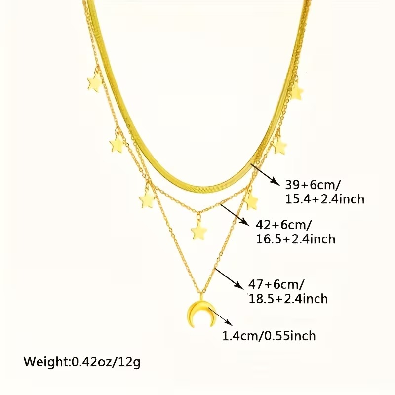 Elegant Layered Star & Moon Necklace<br/>