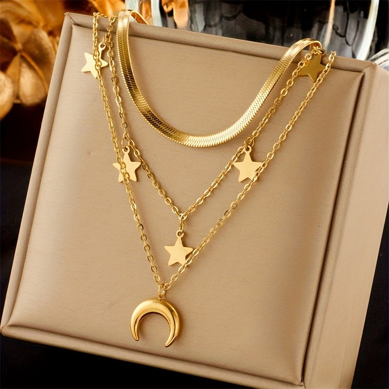 Elegant Layered Star & Moon Necklace<br/> - Image 6