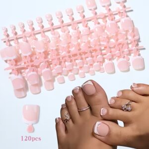 120-Piece Nude Pink Toenail Tips Set
