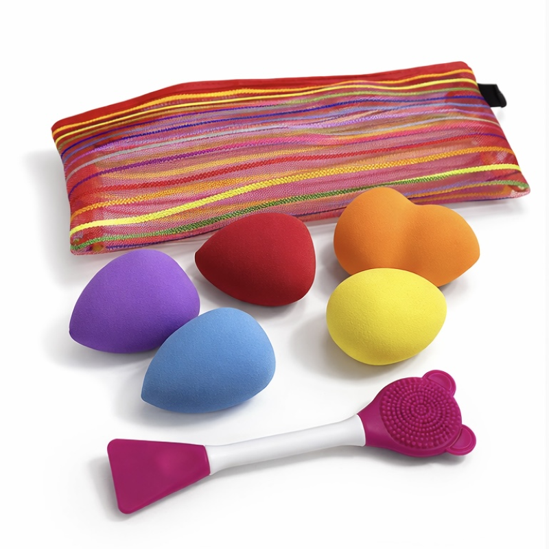 Makeup Sponge (Beauty Blender) Set with Pouch & Double-Sided Silicone Brush – Complete Beauty Kit - Image 2