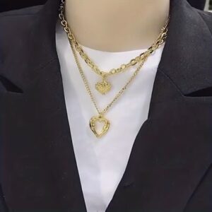 سنسال ذهبي مزدوج مع تعليقة قلب