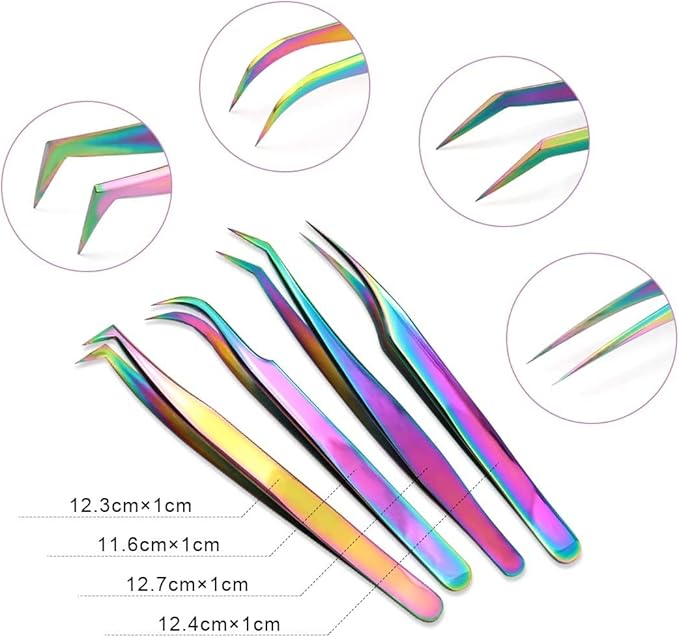 مجموعة ملاقط احترافية لتركيب الرموش – Rainbow Lash Tweezers Set - الصورة 6