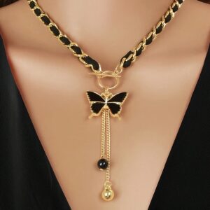 Black Velvet Heart Tassel Necklace