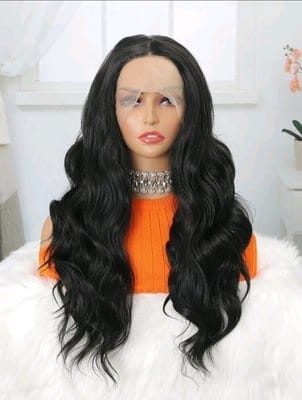 Hair Wig Front Lace – Long Wavy Wig – Black – Elegant Natural Look