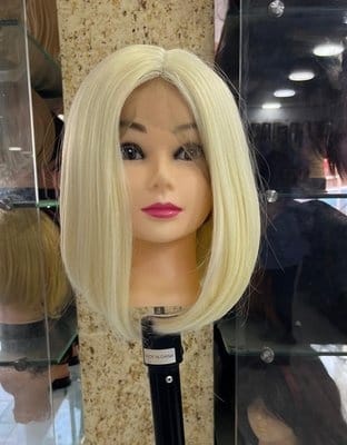 Hair Wig Front Lace – Short Straight Soft Wig – Platinum Ice Blonde – Luxury Natural Look