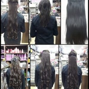 Hair Extension Heat Resistant – 3 Piece Black Hair Set 80 cm – 200 g – Available in Wavy and Straight Styles