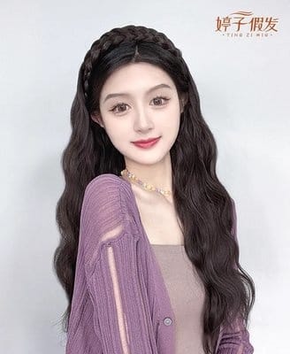 Hair Extension with Headband – Long Wavy Dark brown Color – Natural Elegant Look