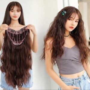 Hair Wig Half Wig Long Wavy Heat-Resistant Hair – Medium Auburn Brown Color – Natural Look | Easy to Wear