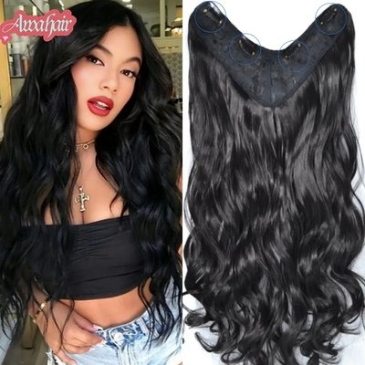 Synthetic V-Shape 5 Clip-In Long Wavy Curly Hair Extension
