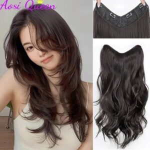 Hair Extension Heat Resistant Wavy Clip-In – Black Hair Piece for Natural Length and Volume