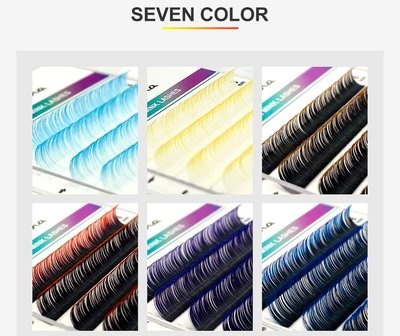 neon colored natural hair eyelash extensions with 0.10mm thickness and mixed lengths